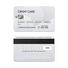 Vector Realistic Plastic Credit Card Template, Back And Front.