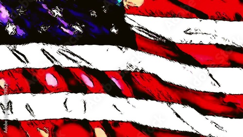 Fotografia Animated American flag in a cartoon style effect, waving.