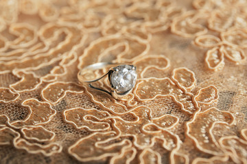 Canvas Print - Beautiful engagement ring on lace