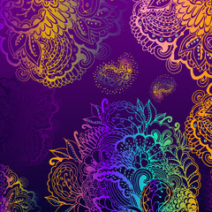  Abstract hand drawn sketch style paisley pattern. Vector illustration.