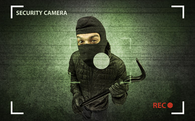 Wall Mural - Burglar in action.