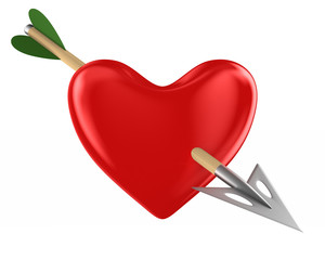 Wall Mural - heart and arrow on white background. isolated 3d illustration