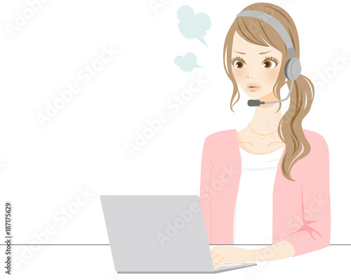 チャットで会話をする女性 パソコン Stock イラスト Adobe Stock