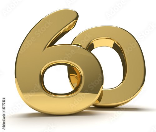 60 golden isolated 3d rendering Tableau sur Toile