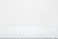 White Ceramic Mosaic Table Top And Wall Background - Can Used For Display Or Montage Your Products.