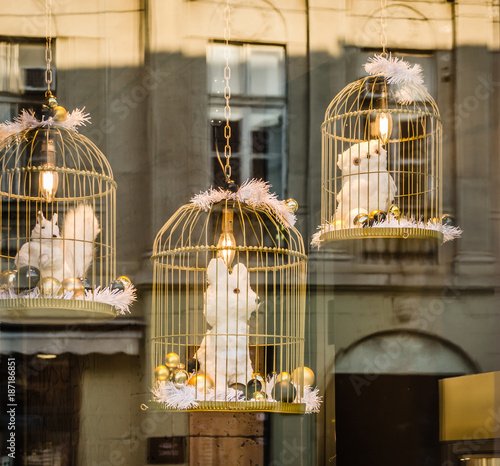 Plush figure in a cage Canvas Print