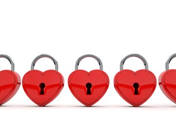 Wall Mural - Heart shaped padlock. Valentines day love concept. 3D Rendering