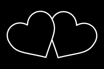 Two hearts - white pattern on a black background