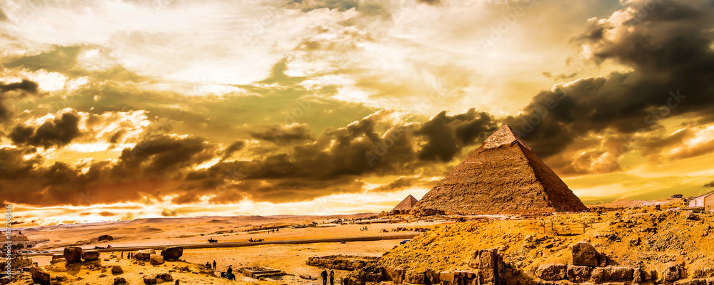 Great Pyramids of Giza, Egypt, at sunset Stock Photo | Adobe Stock