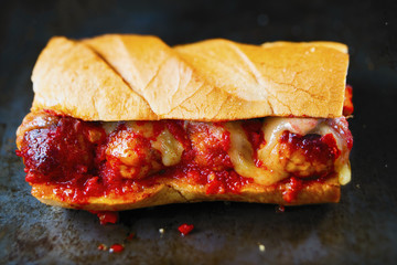 Wall Mural - rustic american italian meatball sandwich