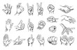 Signs, gestures with hands