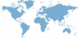 Fototapeta Mapy - Blue dots world map on white background, vector illustration.
