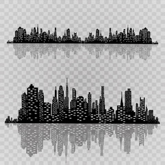 Wall Mural - The silhouette of the city in a flat style. Modern urban landscape.vector illustration