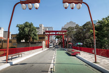 Torii Gate At Liberdade Avenue In Liberdade Japanese Neighborhood - Sao Paulo, Brazil