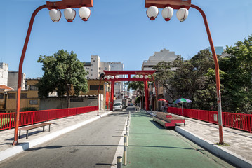 Canvas Print - Torii Gate at Liberdade Avenue in Liberdade japanese neighborhood - Sao Paulo, Brazil