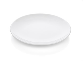 empty white plate isolated on a white background