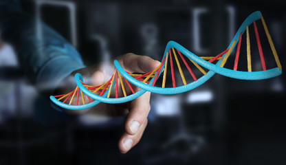 Aufkleber - Businessman using modern DNA structure 3D rendering
