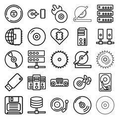 Canvas Print - Disk icons. set of 25 editable outline disk icons