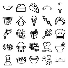 Poster - Cuisine icons. set of 25 editable outline cuisine icons