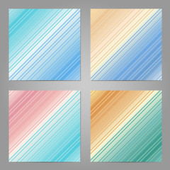Wall Mural - Set of 4 abstract geometric backgrounds. Blurred banner template collection with striped gradient design.