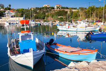 Old Wooden Fishing Boats Moored In Tsilivi