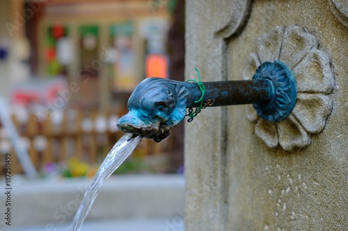 Detail Dancienne Fontaine Robinet En Forme De Tête De