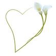 Realistic white calla lily romantic frame, heart. 