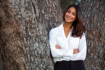 Wall Mural - Genuine sincere beautiful smiling portrait of an environmentalist professional eco minded person