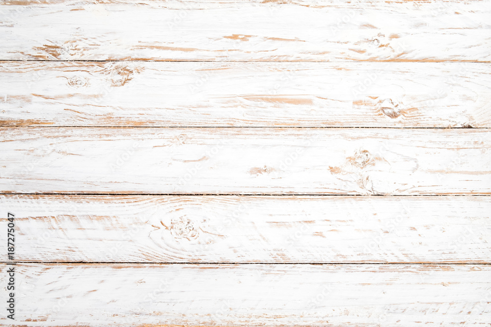 Vintage white wood background - Old weathered wooden plank painted in white color. - obrazy, fototapety, plakaty 