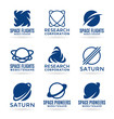 Space logo design elements, planet icons, astronomy symbols
