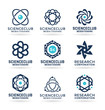Science symbols, atom and molecule icons, chemistry - logo design elements and logotype templates