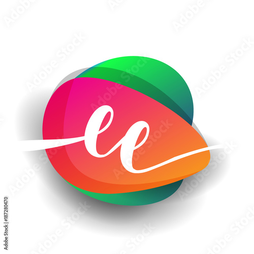 Letter Ee Logo With Colorful Splash Background Letter Combination