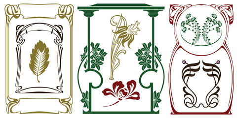 Wall Mural - Vector plant vignette and border.