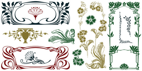 Wall Mural - Vector plant vignette and border.