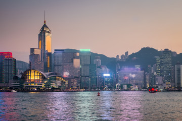 Wall Mural - Hong Kong skyline view from kowloon side,colorful night life,cityscape