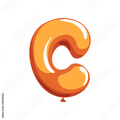 Cartoon Letter C From English Alphabet In Shape Of Orange Glossy