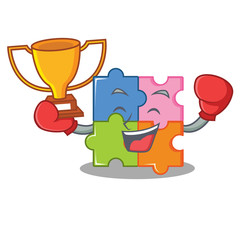 Sticker - Boxing winner puzzle mascot cartoon style