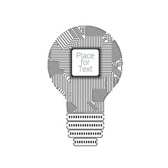 Wall Mural - Light bulb idea icon with circuit board inside