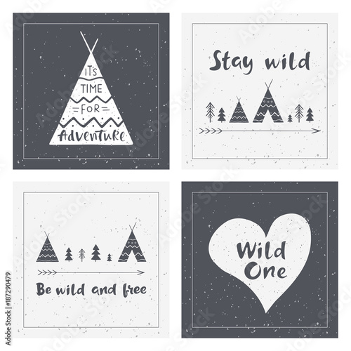 Fotografía Hand drawn inspirational lettering about wild and brave lifestyle