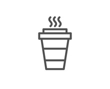 Takeaway Coffee Cup Line Icon. Hot Drink Sign. Takeout Symbol. Quality Design Element. Editable Stroke. Vector