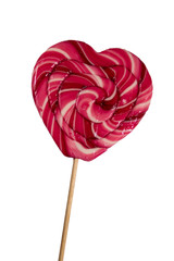 Wall Mural - Heart shaped lollipop isolated on white background