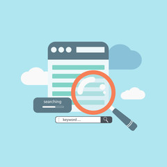 Wall Mural - concept for keyword research, on-page optimization and search engine optimization. flat vector illus