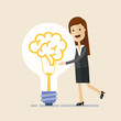 © Dim Tik - Business woman hugs a big lightbulb, brain. Big good idea. Conce