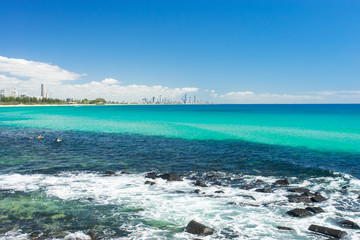 Wall Mural - Burleigh Heads on a clear day looking towards Surfers Paradise on the Gold Coast