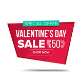 Fototapeta  - Valentine s Day Sale Banner Vector. Advertising Love Poster. Discount And Promotion. February 14 Tag And Label Design. Isolated Illustration