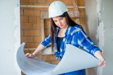 Female worker on construction site