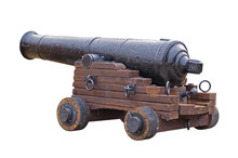 Old Medieval Artillery Canon On White