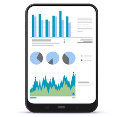 Wall Mural - tablet computer screen with financial charts and graphs