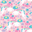 seamless pink unicorn pattern vector illustration