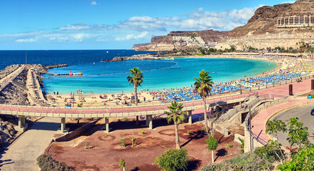 Wall Mural - Bay of Amadores Beach in Gran Canaria in Spain / Beach not far from Playa del Ingles